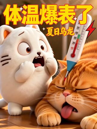 鱼丸猫给胖橘猫测体温